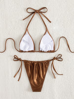 metallic bikini brown chocolate bikini womens swimsuits