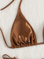 shiny brown swimsuit two piece bikini womens bikinis
