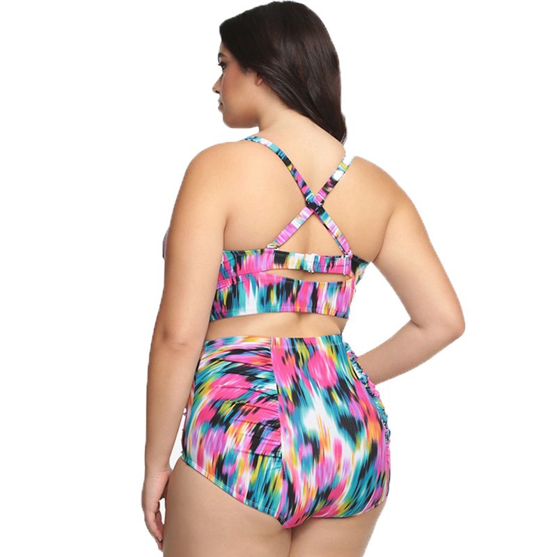colorful plus size bikini two piece swimsuit womens curvy swimwear