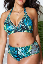 green  tropical plus size bikini two piece curvy womens swimwear