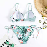 green bikini floral flowers swimsuits 