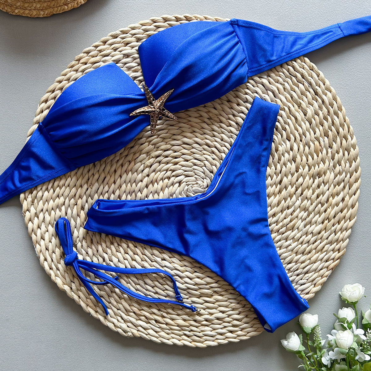 strapless sexy bikini blue swimsuits