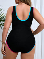 black one piece swimsuit curvy women swimwear