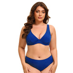 Blue plus size womens swimsuits curvy bikinis two pieces