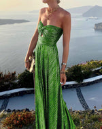 Green metallic maxi dresses summer dress