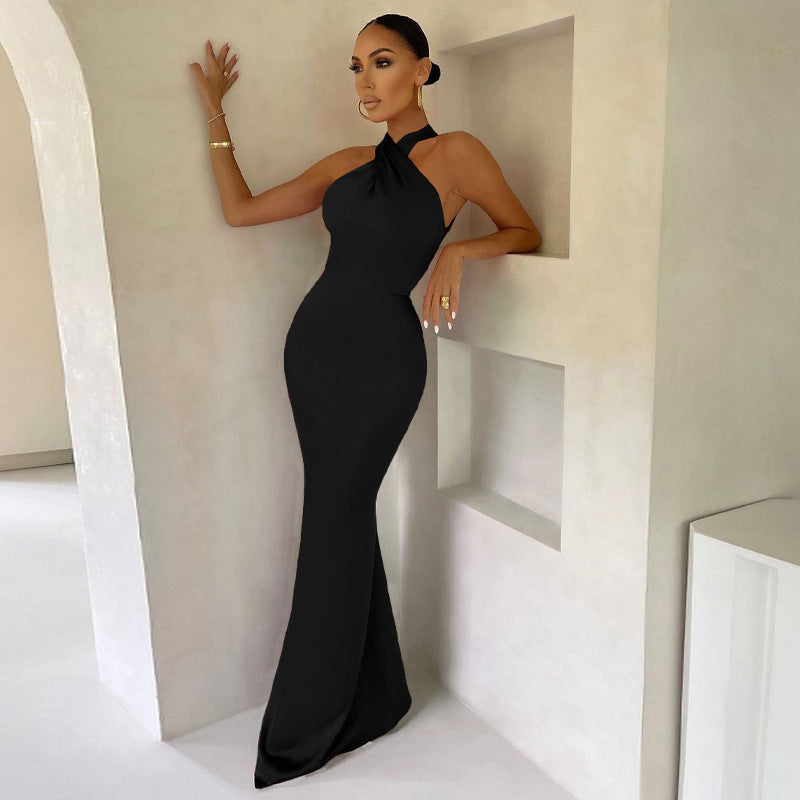 black wedding guest dress halter sexy dresses