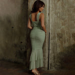 green summer dress maxi long style dress