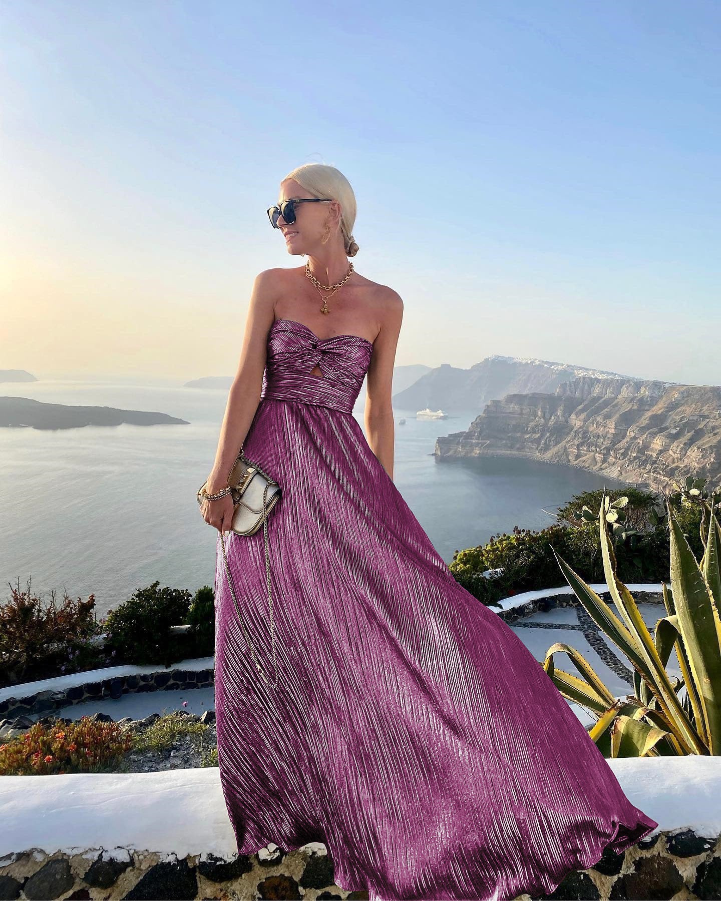 purple metallic summer dress 
