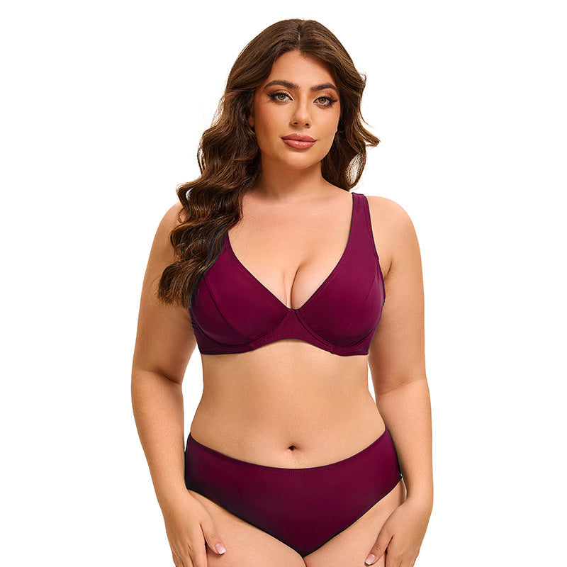 bugundy red plus size womens swimsuits curvy bikinis two pieces