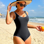 one piece swimwear black and white classic look