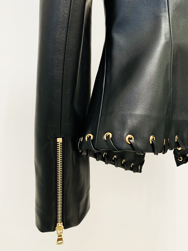 black leather jacket