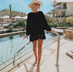 beach black top coverup fringe tassel shirt coverups