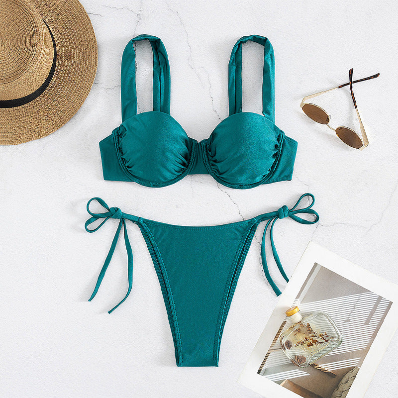 blue green bikini medium coverage swimsuit womens swimwear