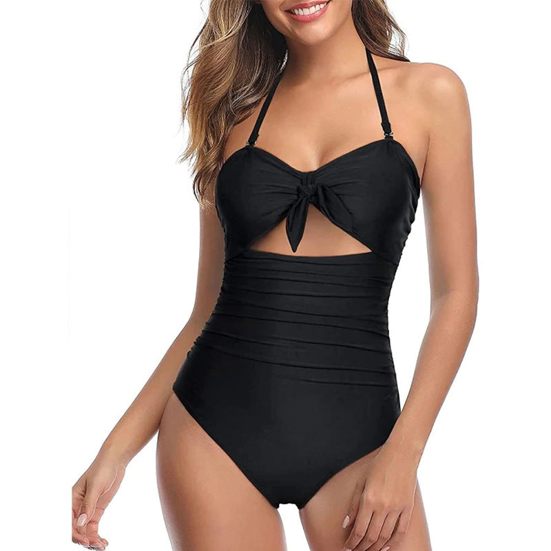 black one piece swimsuit swimwear bikini full coverage