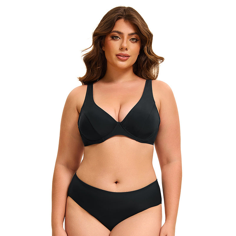 Black plus size womens swimsuits curvy bikinis two pieces