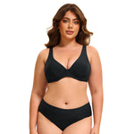 Black plus size womens swimsuits curvy bikinis two pieces