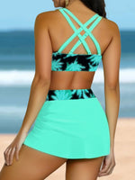 green tropical three piece swimsuit womens swimwear bikinis
