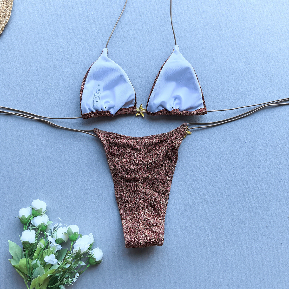 brown rose gold sparkly bikini womens swimsuits afterpay amazon swimwear