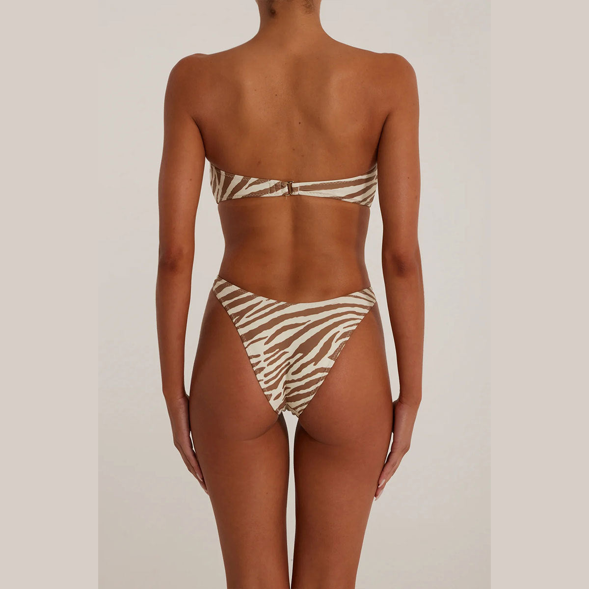 brown animal print strapless bandeau bikini womens swimwear swimsuits