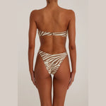 brown animal print strapless bandeau bikini womens swimwear swimsuits