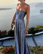 maxi metallic dress blue long dress