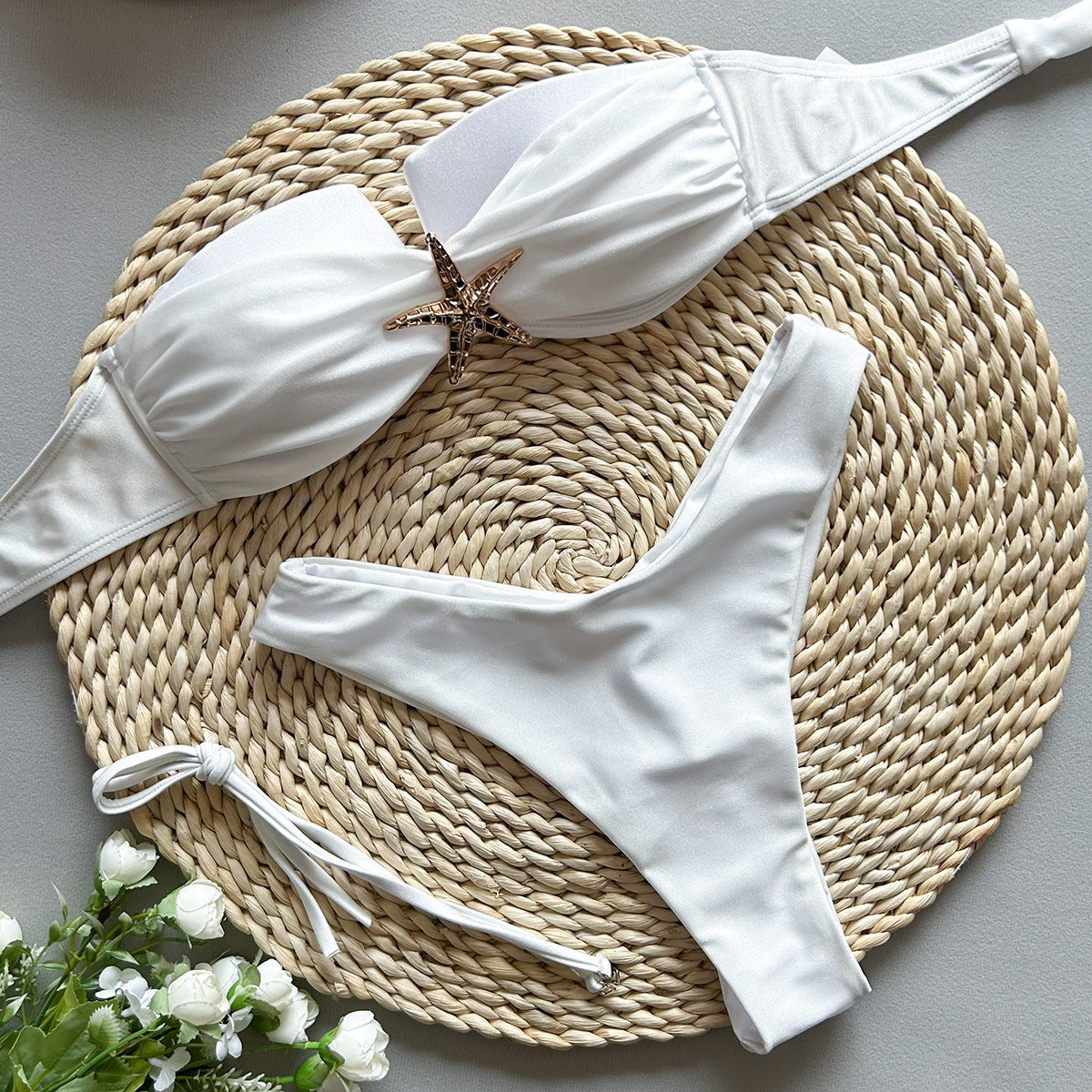 white strapless bikini starfish bandeau top swimsuit womens swimwear