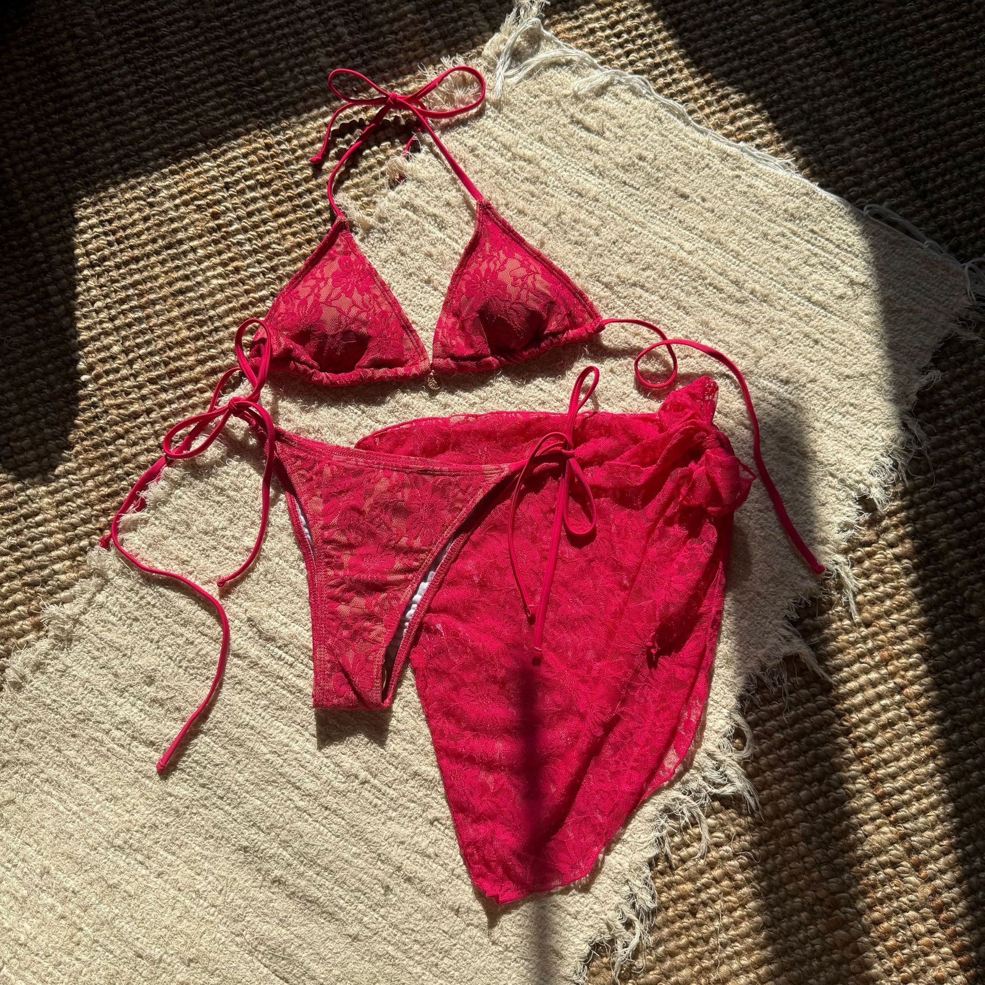 red lace bikini set 