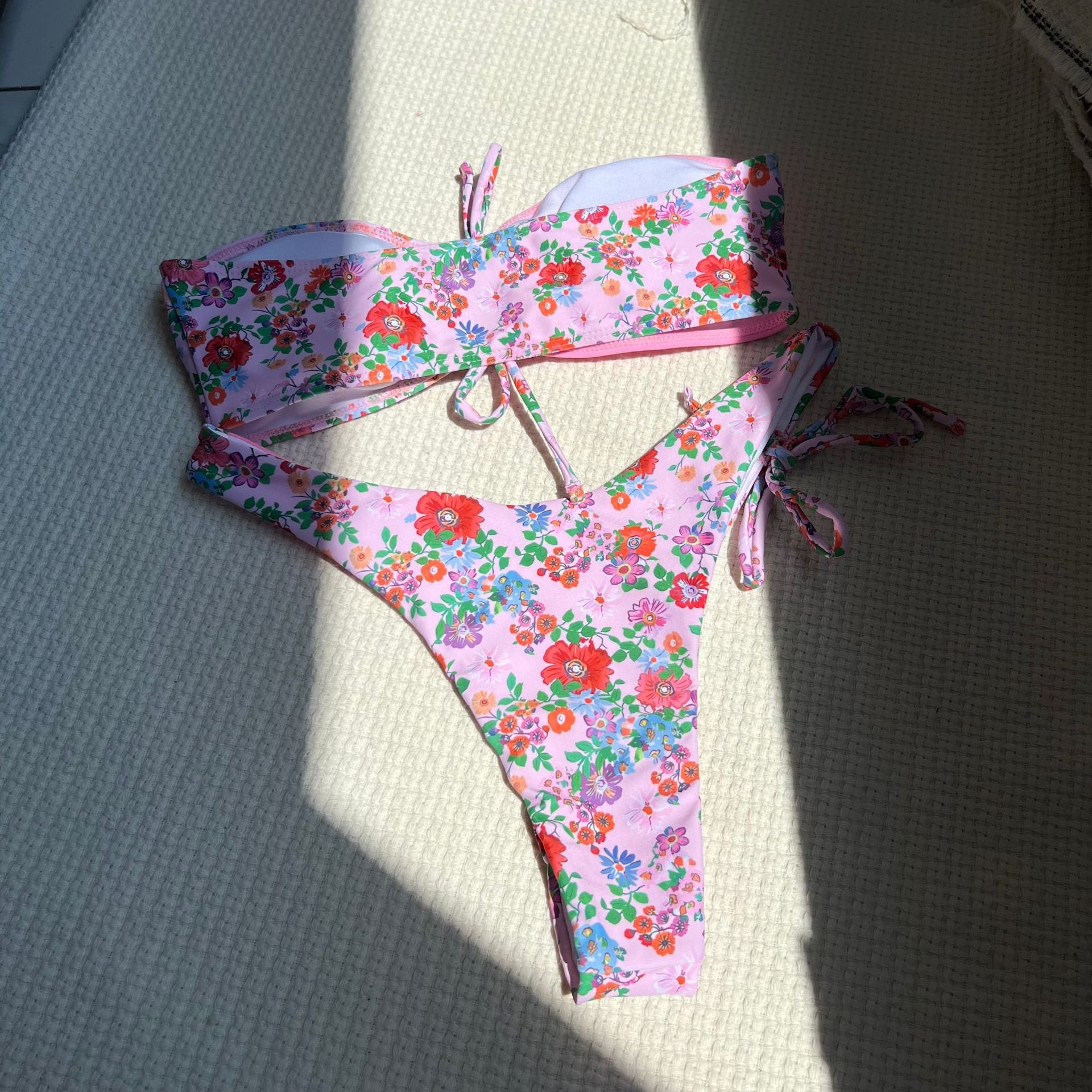 pink bandeau bikini 