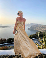 gold metallic maxi dress