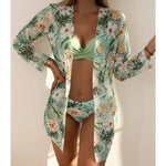 green bikini tropical floral swimsuits