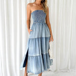 denim dress strapless summer dresses maxi dress
