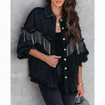 black rodeo fringe jacket oversized coat