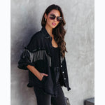 black rodeo fringe jacket denim womens clothes