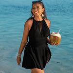 Black plus size swimsuit womens one piece curvy swimwear