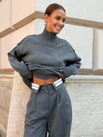 grey turtleneck sweaters womens clothes