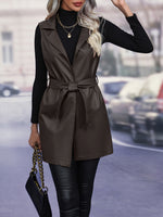 coffee dark brown vest leather cardigan