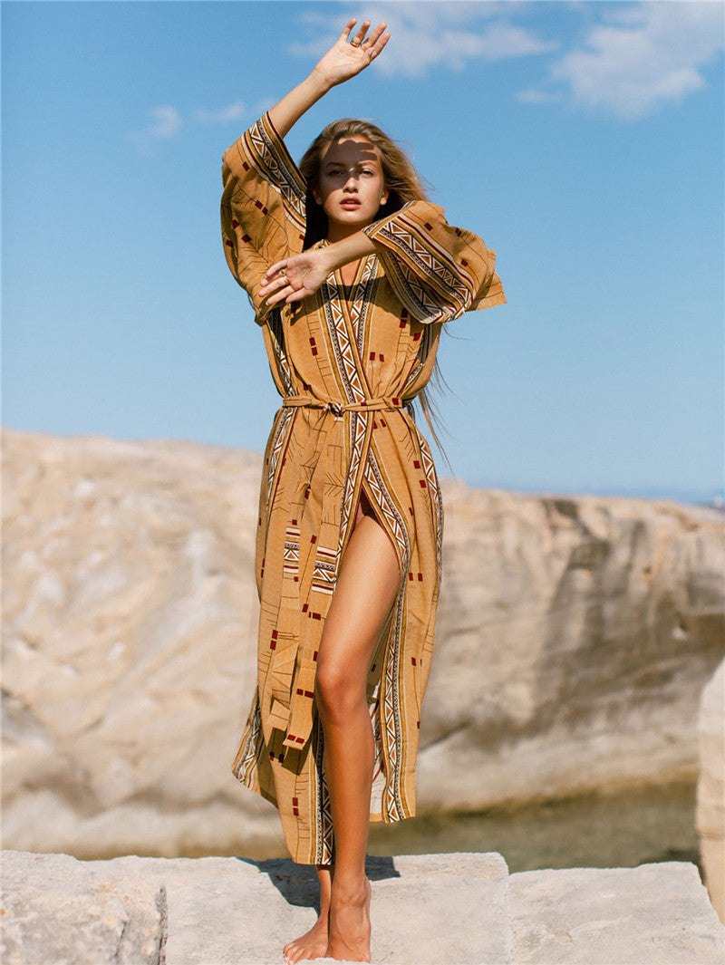bohemian kimono style brown neutral colors