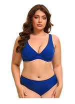 blue plus size womens swimsuits curvy bikinis two pieces