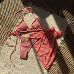 pink lace bikini sexy bikinis womens swimsuits set swimwear