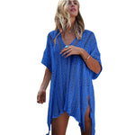 blue beach cover up oversize blouse top shirt 