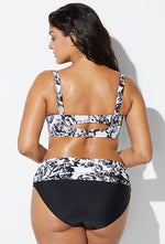 curvy black and white bikini plus size floral print