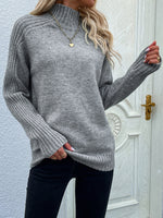 grey long sleeve top sweater 