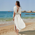 white boho dress swimwear cover up