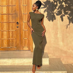 green dress maxi sleeveless dress