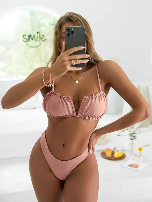 nude pink bikini sexy swimwear